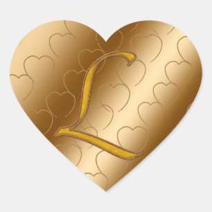 Adesivo Coração Monograma Dourado de luxo L