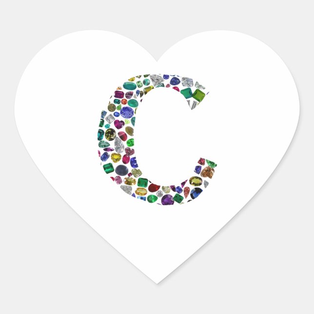 Adesivo Coração Monograma inicial - Letra C Trendência (Frente)