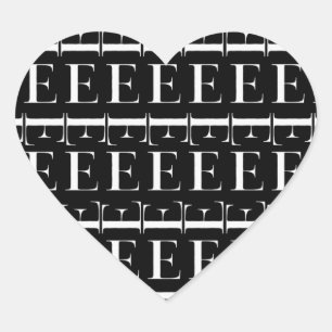 Adesivo Coração Monograma - Letra Inicial E