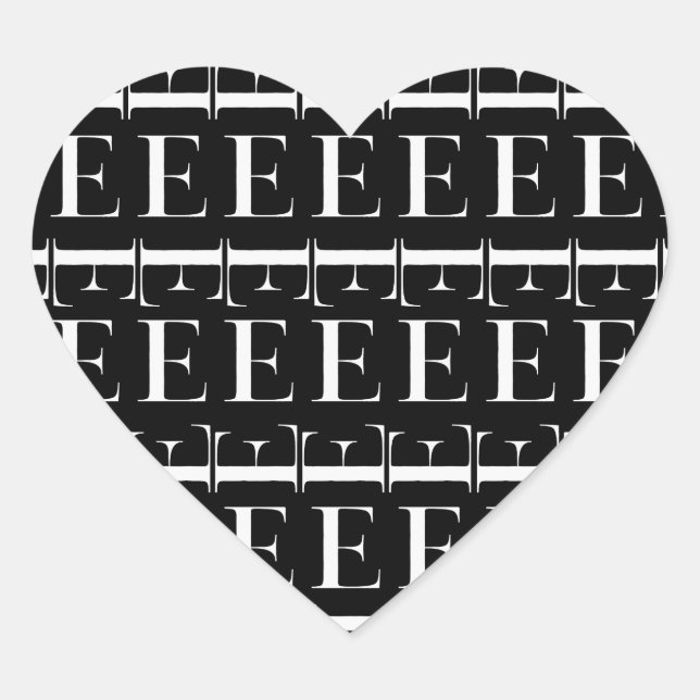 Adesivo Coração Monograma - Letra Inicial E (Frente)