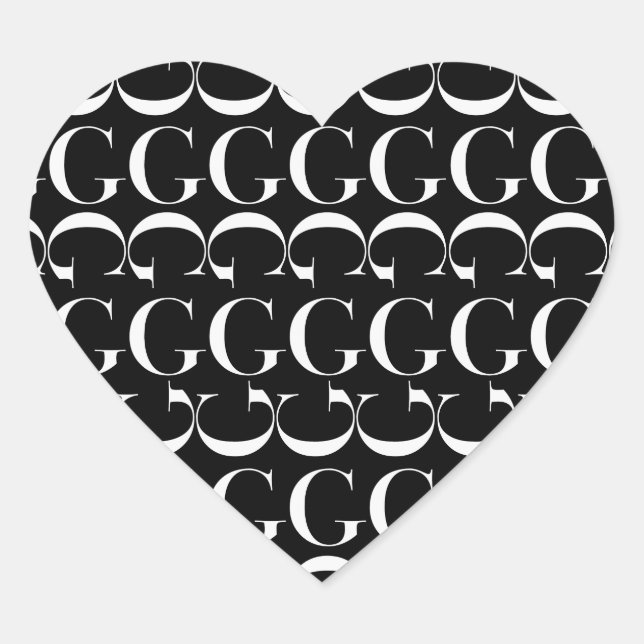 Adesivo Coração Monograma - Letra inicial G (Frente)