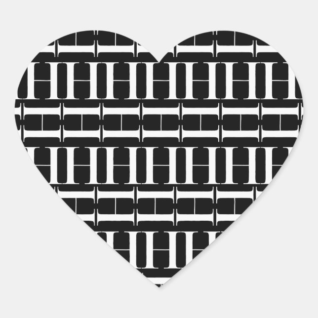 Adesivo Coração Monograma - Letra Inicial H (Frente)