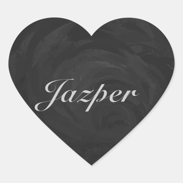 Adesivo Coração Monograma Preto Kohl Personalizado (Frente)