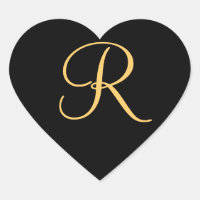 Monograma R, R inicial dourado a preto,