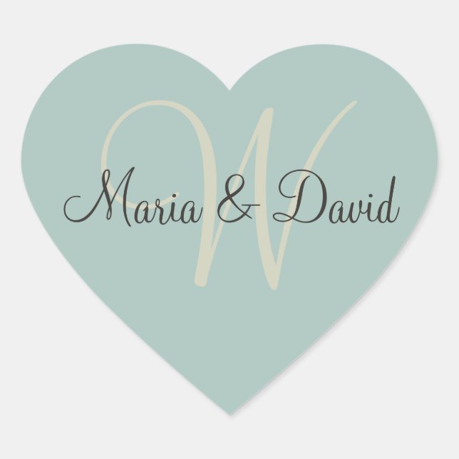 Adesivo Coração Monograma W Cardíacos | Envelope Selos (Frente)