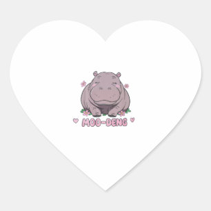 Adesivo Coração Moo-Deng O Famoso Bebê Cute Hippopotamus em Tailan