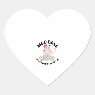 Adesivo Coração Moo Deng Pygmy na Tailândia - O Bebê Cute Hippo T