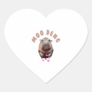 Adesivo Coração MOO NEGA O FAMOSO BEBÊ PIGMY HIPPO MOODENG T-Shi