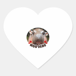 ADESIVO CORAÇÃO MOO NEGAR O FAMOSO BEBÊ PIGMY HIPPO MOODENG - DESL