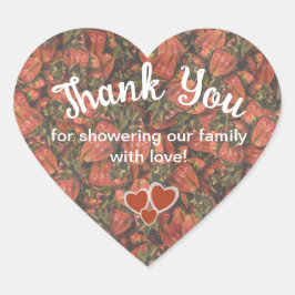 Adesivo Coração Morangos Obrigado Chás de fraldas