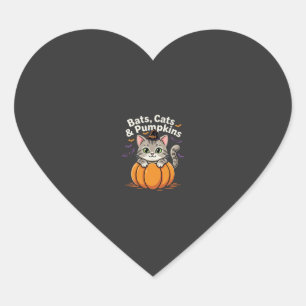 Adesivo Coração Morcegos de Halloween Gatos e Abóboras Desenho de