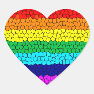 Adesivo Coração Mosaico Arco-Íris