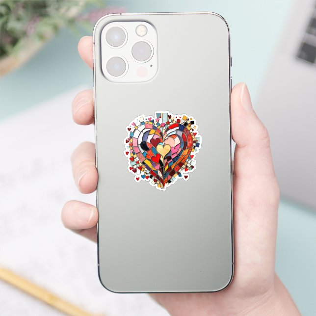 Adesivo Coração Mosaico de Amor (Telefone)