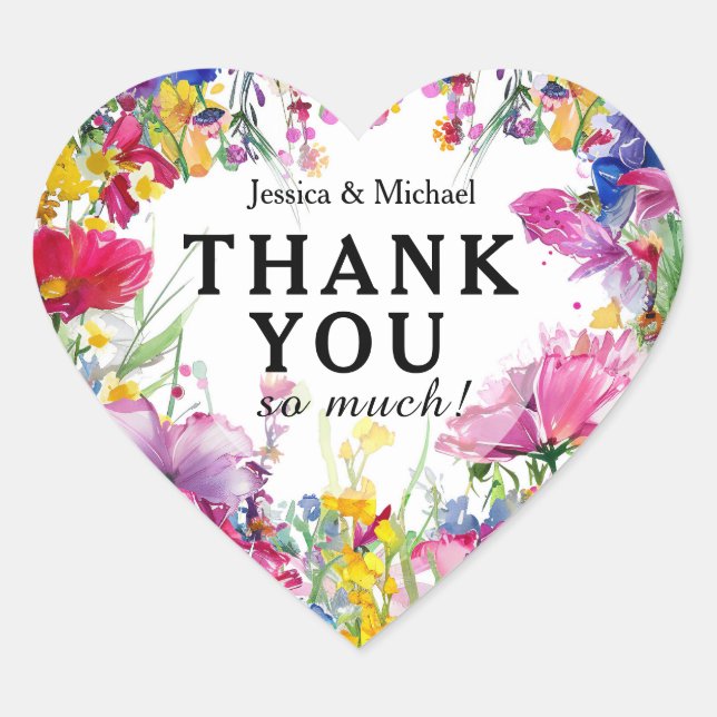 Adesivo Coração Muito obrigado! Meadow Blooms Bliss (Frente)