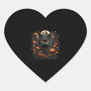 Adesivo Coração Mushroom Cat Cottagecore Gótico estético Art Emo M