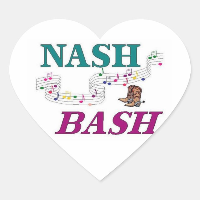 Adesivo Coração Música Nashville Nash Bash (Frente)