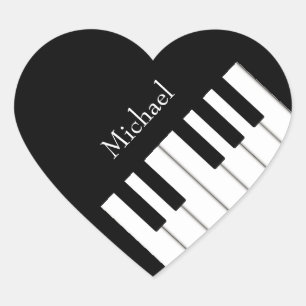 Adesivo Coração Músico Personalizado do Teclado Piano Clássico