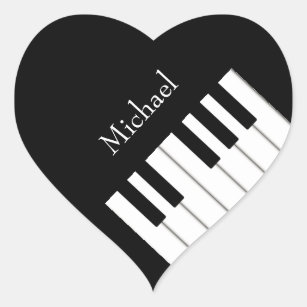Adesivo Coração Músico Personalizado do Teclado Piano Clássico