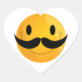 Adesivo Coração Mustache Happy Face Emoji