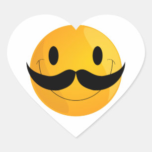 Adesivo Coração Mustache Happy Face Emoji