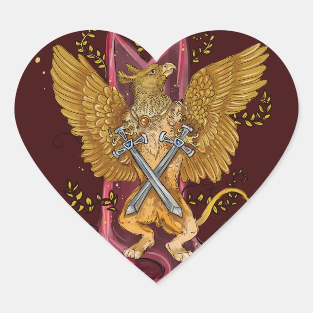 Adesivo Coração Mystic Griffin com espadas (Frente)