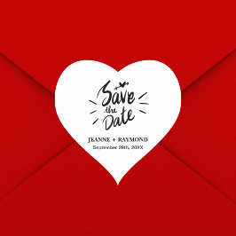 Adesivo Coração Na moda Calligrafia Casamento Salva a Data