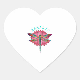 Adesivo Coração Namaste Lotus Dragonfly Yoga