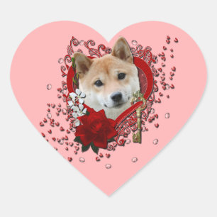 Adesivo Coração Namorados - chave a meu coração - Shiba Inu