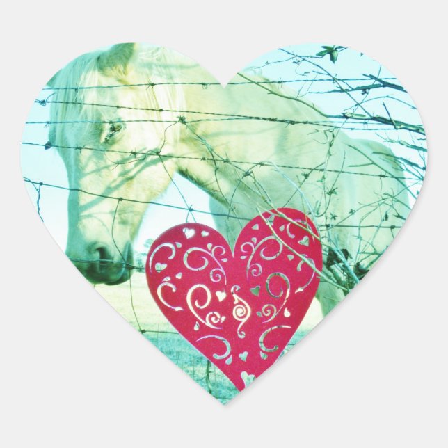 Adesivo Coração Namorados de Coração Vermelho Cavalo Branco (Frente)