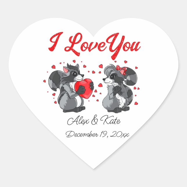 Adesivo Coração Namorados Raccoon (Frente)