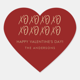 Adesivo Coração Namorados XOXO Red Faux Dourado