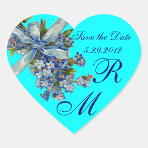 Adesivo Coração NÃO ME ESQUEÇAS MONOGRAMA, festa de casamento azul