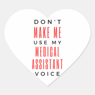 Adesivo Coração Não me faça usar minha voz 2 do assistente médico