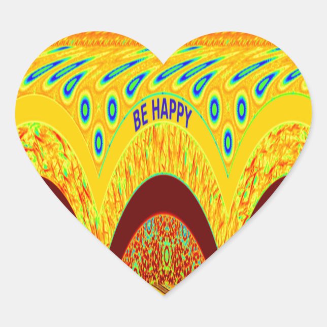 Adesivo Coração Não se preocupe, seja Impressão de arte feliz (Frente)