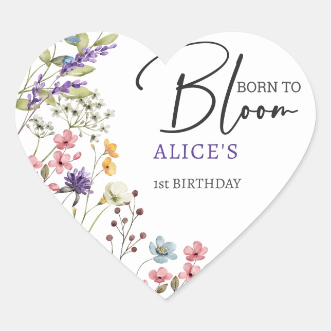 Adesivo Coração Nascer para florescer aniversário de criança de fl (Frente)