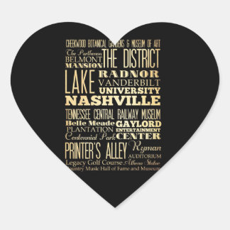 Adesivo Coração Nashville City of Tennessee State Typografia Art