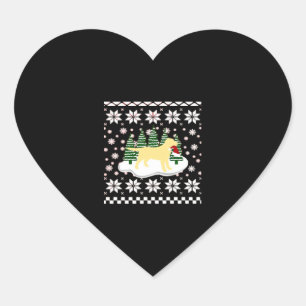 Adesivo Coração Natal Amarelo Labrador Silhouette Santa Hat Cla