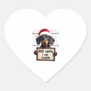 Adesivo Coração Natal Cachorro Dachshund Engraçado Querido Papai N