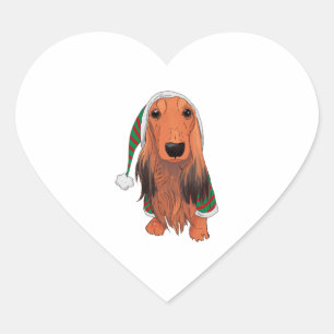 Adesivo Coração Natal Dachshund - Cabelo vermelho