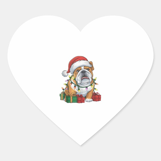 Adesivo Coração Natal de Santa Hat em Inglês (Frente)