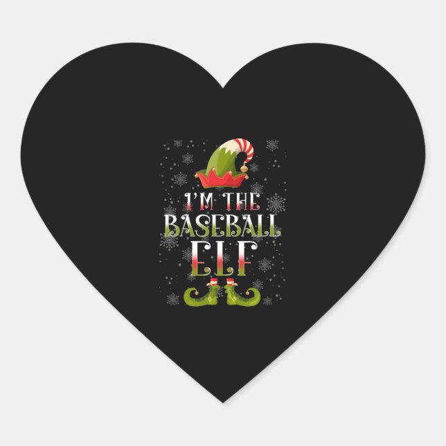 Adesivo Coração Natal do Elf do Baseball (Frente)
