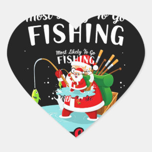 Adesivo Coração Natal Feliz Natal Para Presente Pesca Papai Noel