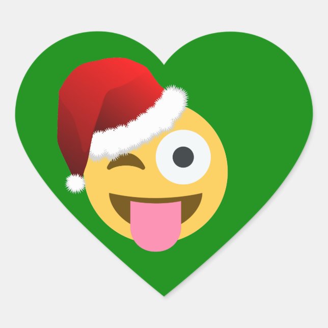 Adesivo Coração natal santa claus winking emoji (Frente)