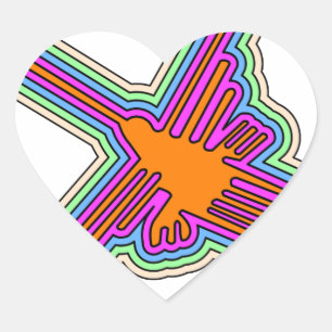 Adesivo Coração Nazca Hummingbird Peru Drawing