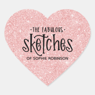 Adesivo Coração Negócios de Artista Glamouroso Rosa Brilhante