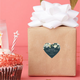 Adesivo Coração Neve Branca+Eucalipto Feliz Natal/Personalizado