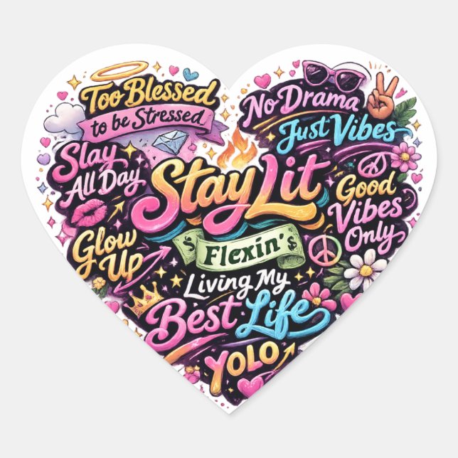 Adesivo Coração New generation stickers. (Frente)