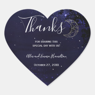 Adesivo Coração Noite Estelar Celestial com Casamento Dourado de L