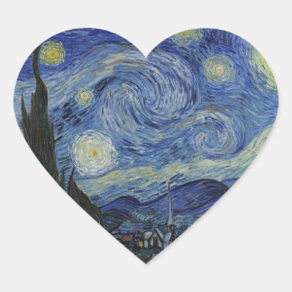 Adesivo Coração Noite Estrelada de Van Gogh