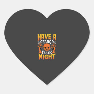 Adesivo Coração Noite Fantástica Crânio e Morcegos de Halloween